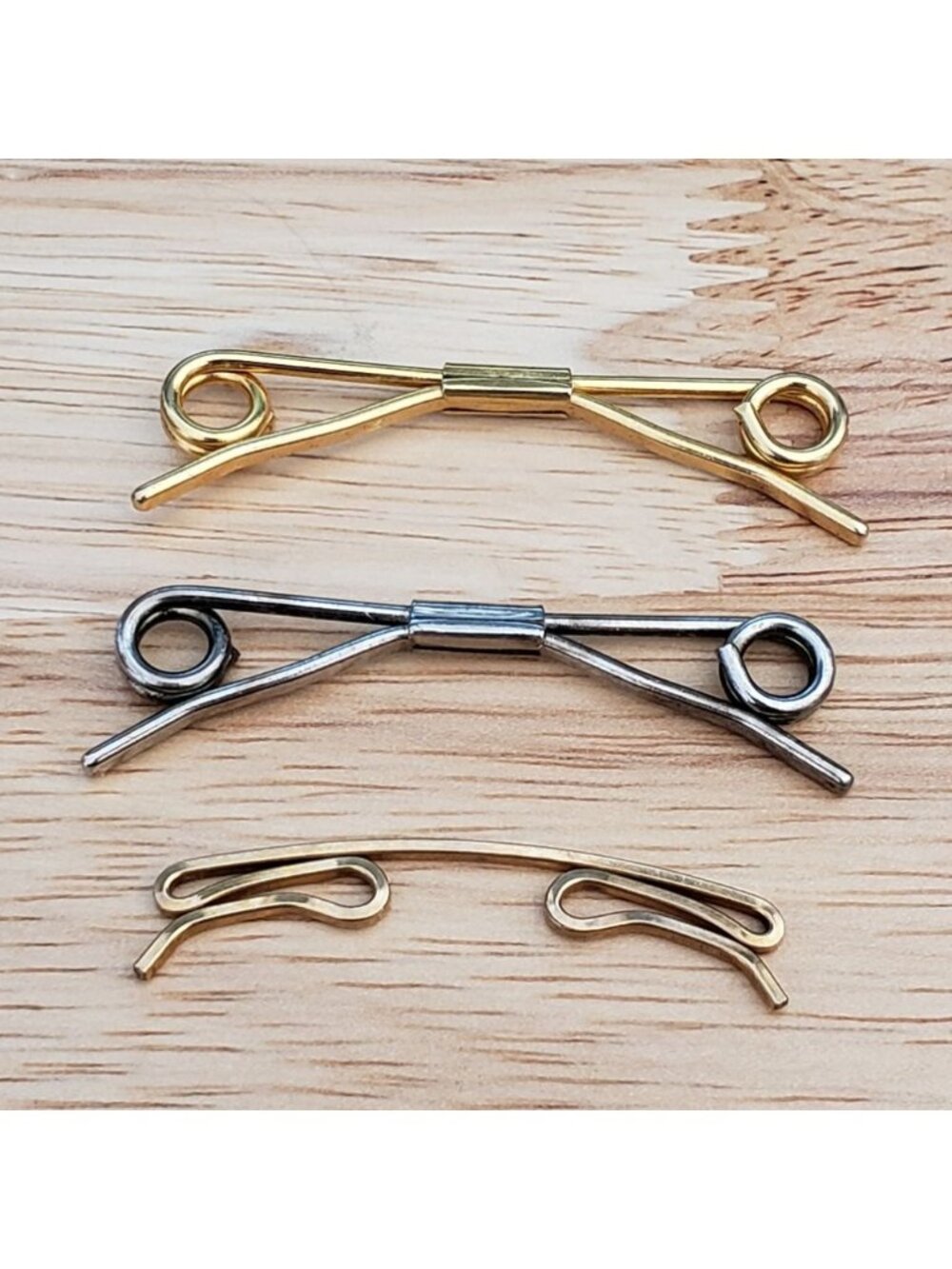 Vintage 1917 “Slip Grip” Tie Bar Clasp Parts – Lot of 3 – Gold Tone / Steel – Pa